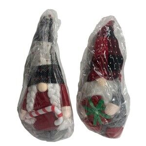 Christmas Faceless Gnome Santa Plush 10” Doll Set of 2 Xmas Table Home Decor New